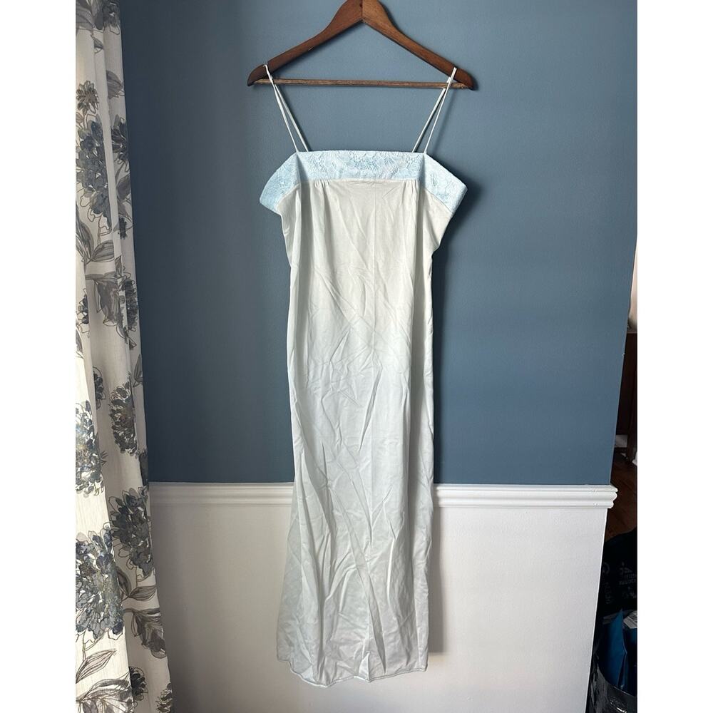 Vintage ice blue long slip nightgown - Picture 1 of 3